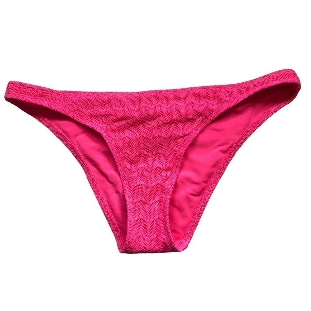 New - AERIE - Barbiecore Pink Coral Crocheted Bikini Bottoms - Size Large